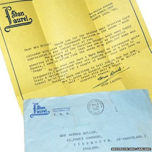 O scrisoare a celebrului Stan Laurel s-a vndut cu 1.400 de lire sterline