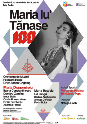Concert de gal la Sala Radio, dedicat centenarului Mariei Tnase